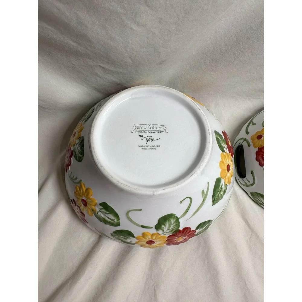 Temp-tations by Tara Floral Embroidery‎ Handled Nesting Serving Bowls Set of 2